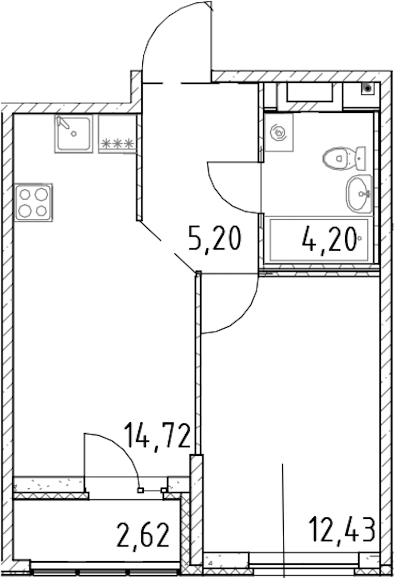1-комнатная квартира 36.55 м², 7/23 эт., ЖК «Город Первых»